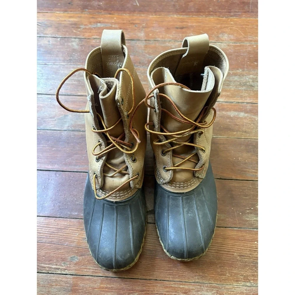 L.L. Bean Bean Boots Men's 8M Brown Leather Rubber Duck Boots USA